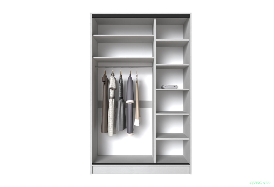 Шафа-купе Київський Стандарт 2Д 1500х2400х600 комбіновані ДСП + Дзеркало, бетон стайл - Зображення 6 Зображення 6 - Шафа-купе Київський Стандарт 2Д 1500х2400х600 комбіновані ДСП + Дзеркало, бетон стайл