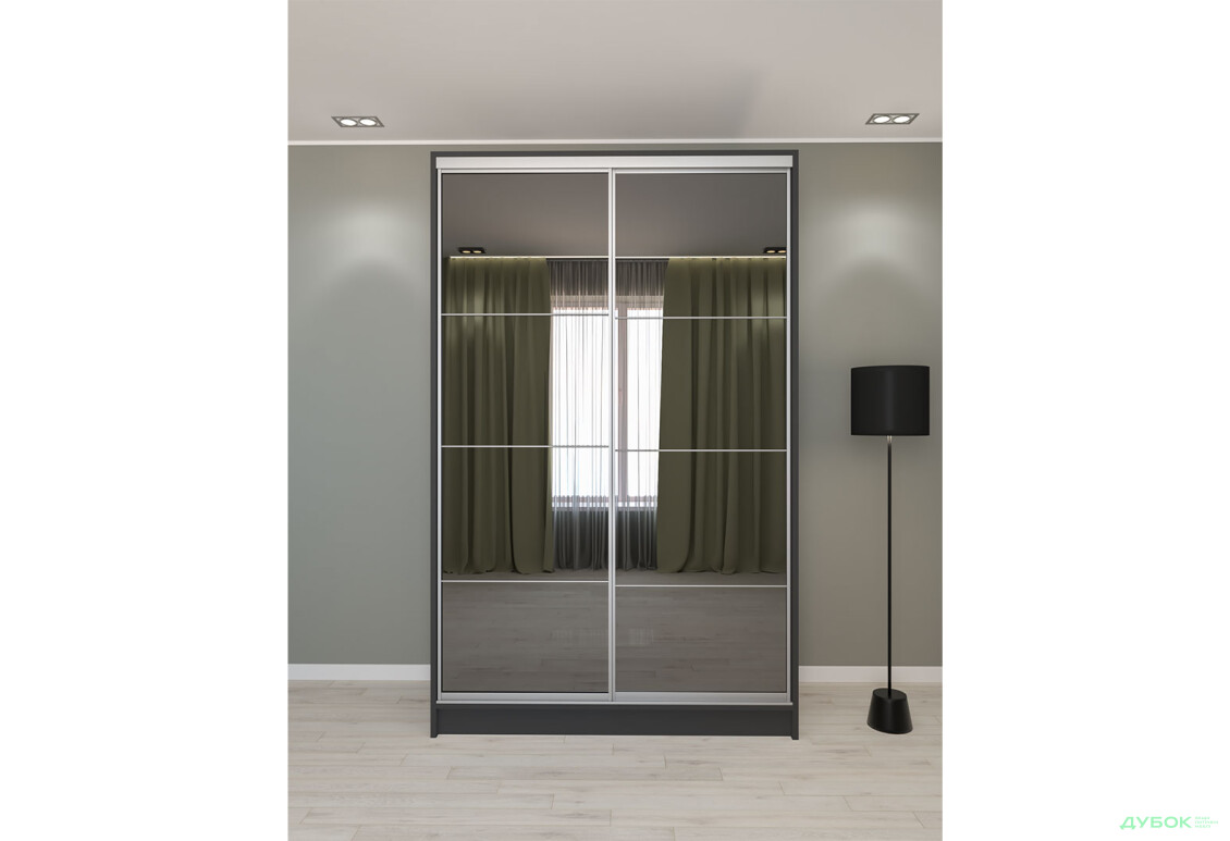 Шафа-купе Київський Стандарт 2Д 1500х2400х600 Комб 7_7/2 Дзеркало Графіт, антрацит - Зображення 2 Зображення 2 - Шафа-купе Київський Стандарт 2Д 1500х2400х600 Комб 7_7/2 Дзеркало Графіт, антрацит