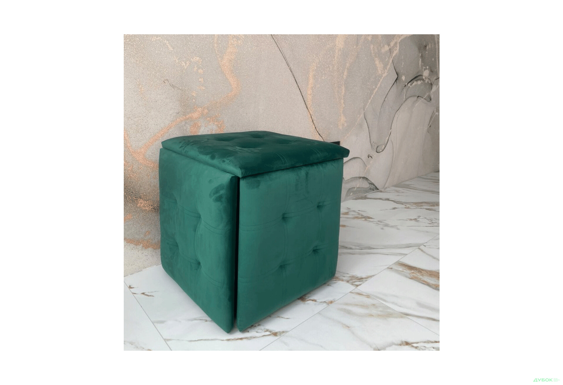 Пуф-трансформер Kredens furniture 5в1 50x50 см, Чорний метал / Зелений - Зображення 2 Зображення 2 - Пуф-трансформер Kredens furniture 5в1 50x50 см, Чорний метал / Зелений