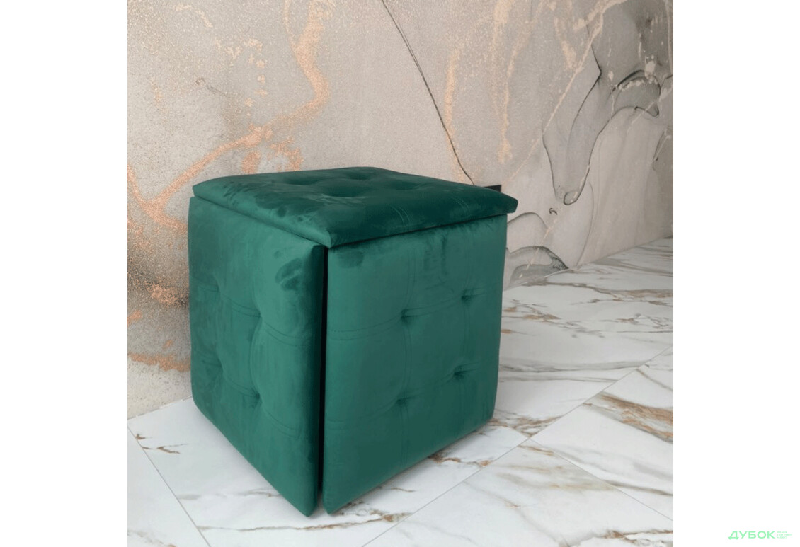 Пуф-трансформер Kredens furniture 5в1 50x50 см, Чорний метал / Зелений - Зображення 2 Зображення 2 - Пуф-трансформер Kredens furniture 5в1 50x50 см, Чорний метал / Зелений