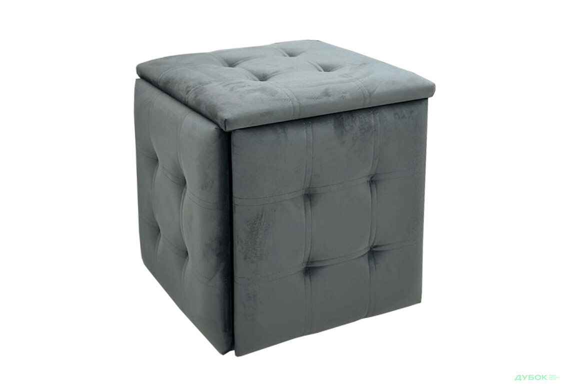 Зображення 2 - Пуф-трансформер Kredens furniture 5в1 50x50 см, Чорний метал / Сірий