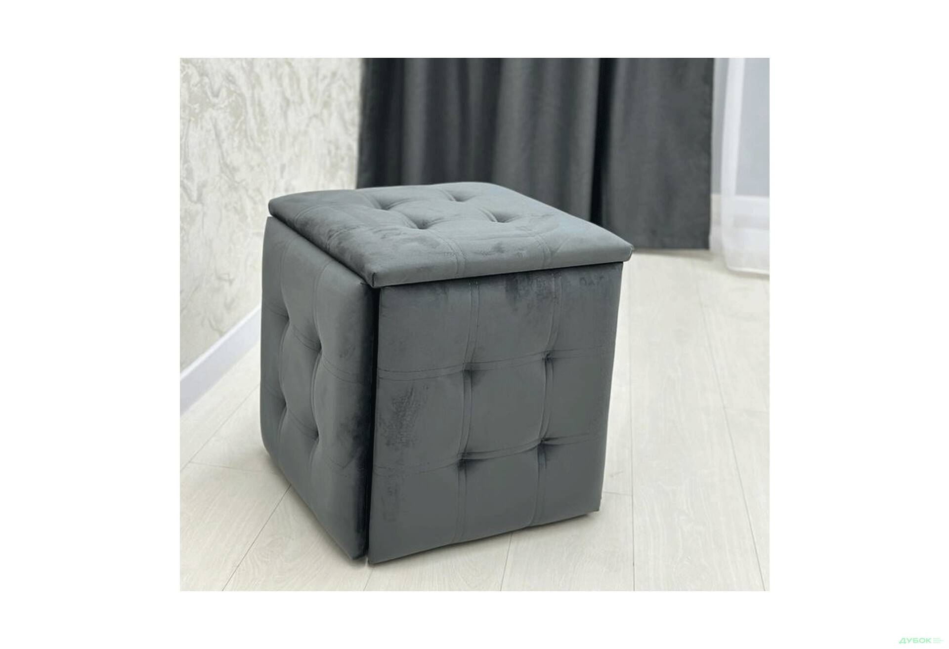 Пуф-трансформер Kredens furniture 5в1 50x50 см, Чорний метал / Сірий - Зображення 2 Зображення 2 - Пуф-трансформер Kredens furniture 5в1 50x50 см, Чорний метал / Сірий