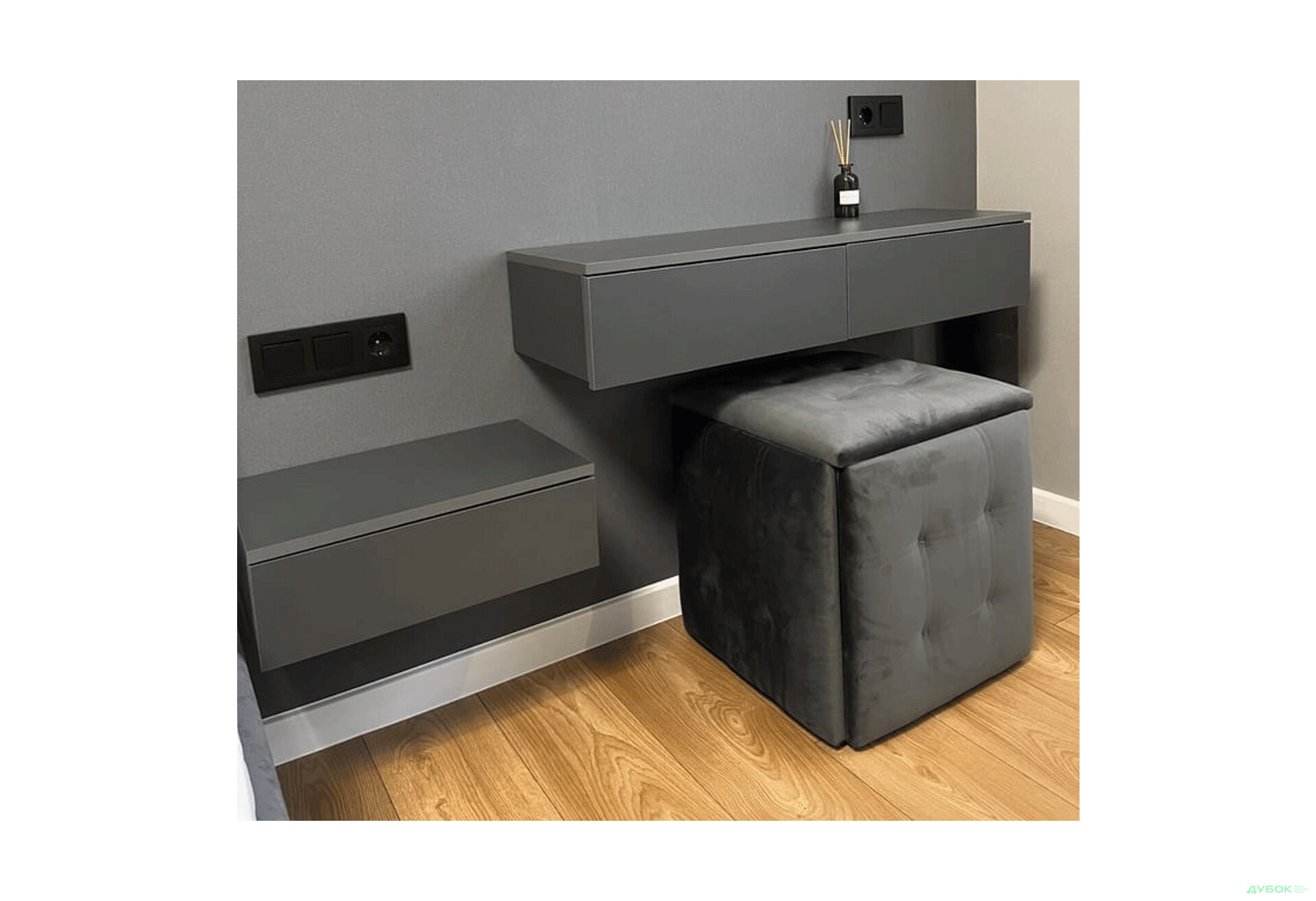 Зображення 4 - Пуф-трансформер Kredens furniture 5в1 50x50 см, Чорний метал / Сірий