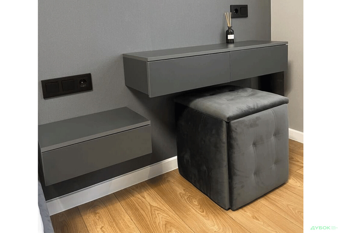 Зображення 4 - Пуф-трансформер Kredens furniture 5в1 50x50 см, Чорний метал / Сірий