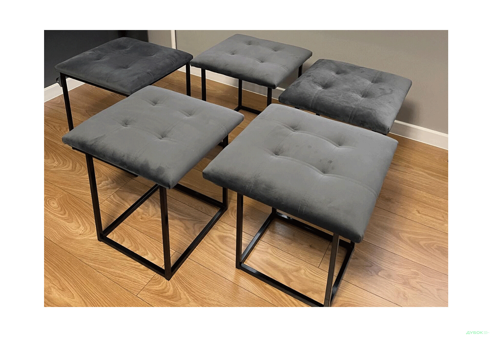 Пуф-трансформер Kredens furniture 5в1 50x50 см, Чорний метал / Сірий - Зображення 5 Зображення 5 - Пуф-трансформер Kredens furniture 5в1 50x50 см, Чорний метал / Сірий