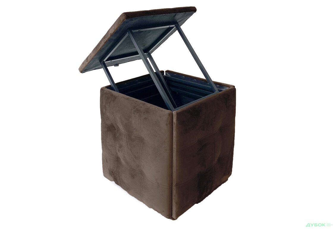 Зображення 2 - Пуф-трансформер Kredens furniture 5в1 50x50 см, Чорний метал / Коричневий
