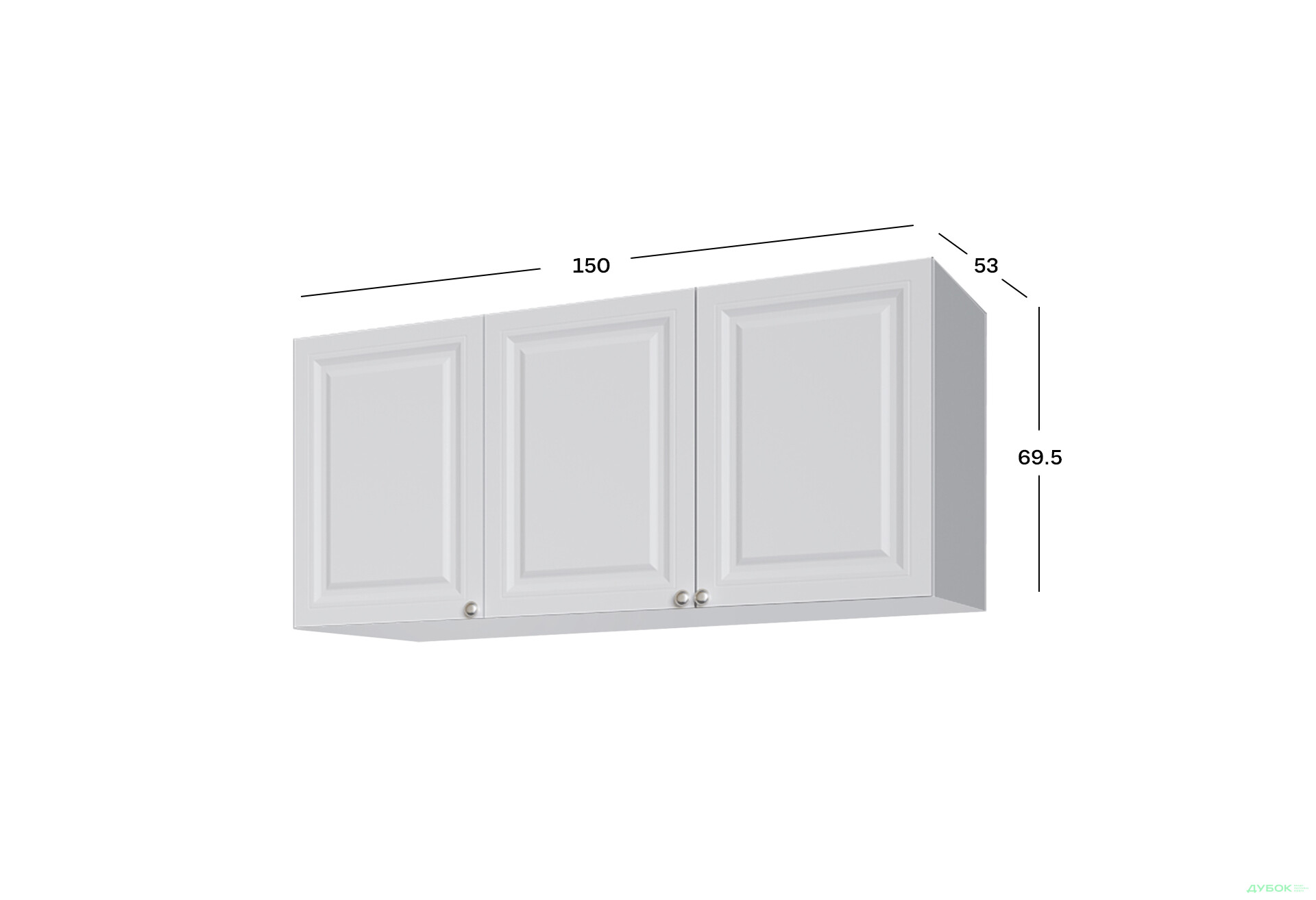 Антресоль висока VIP-master Мадрид 3-дверна V.1 / V.2 150 см, Білий - Зображення 2 Зображення 2 - Антресоль висока VIP-master Мадрид 3-дверна V.1 / V.2 150 см, Білий