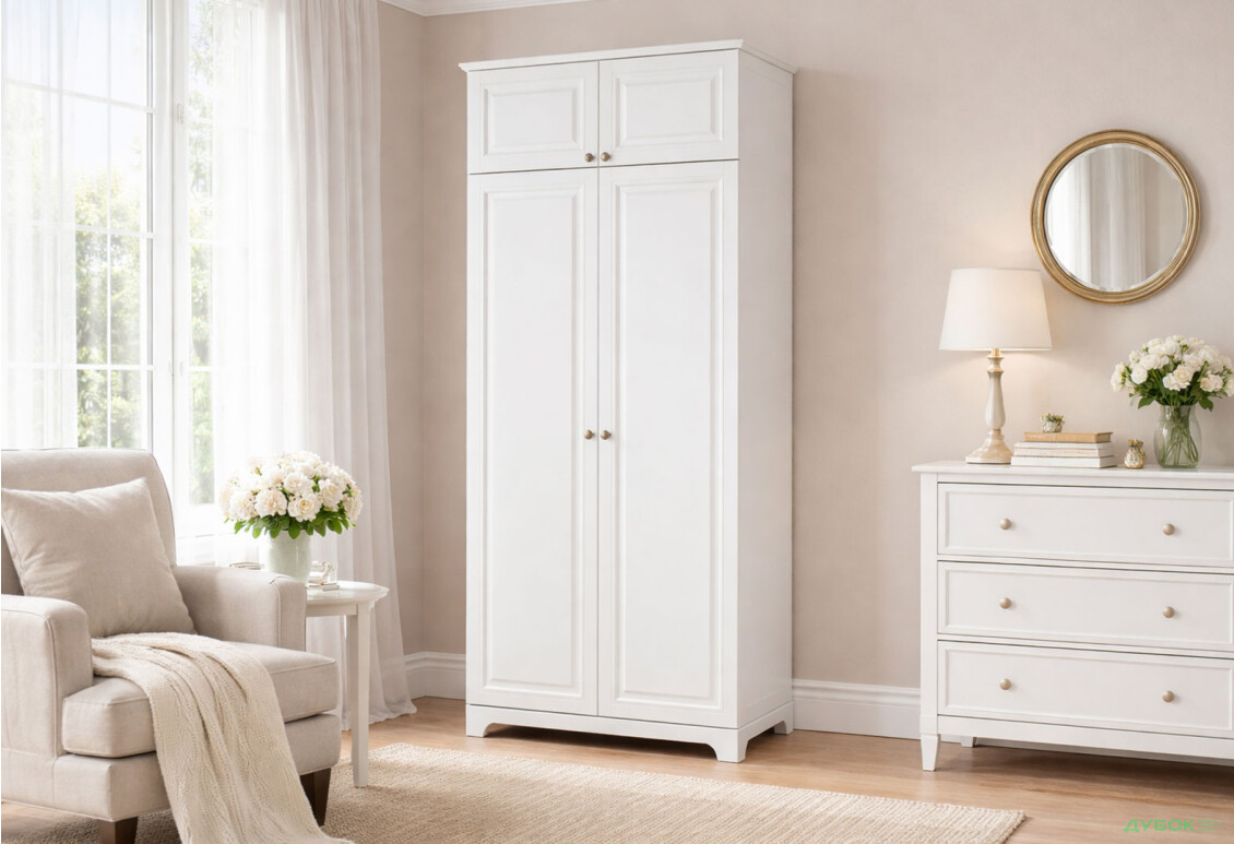 Зображення 2 - Шафа VIP-master Мадрид 2-дверна з антресоллю V.1 102 см, білий