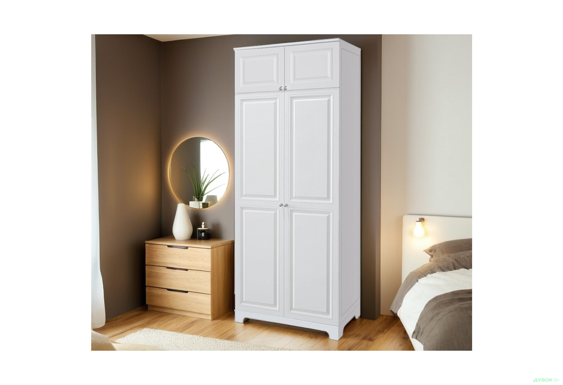 Шафа VIP-master Мадрид 2-дверна з антресоллю V.2 102 см, білий - Зображення 2 Зображення 2 - Шафа VIP-master Мадрид 2-дверна з антресоллю V.2 102 см, білий