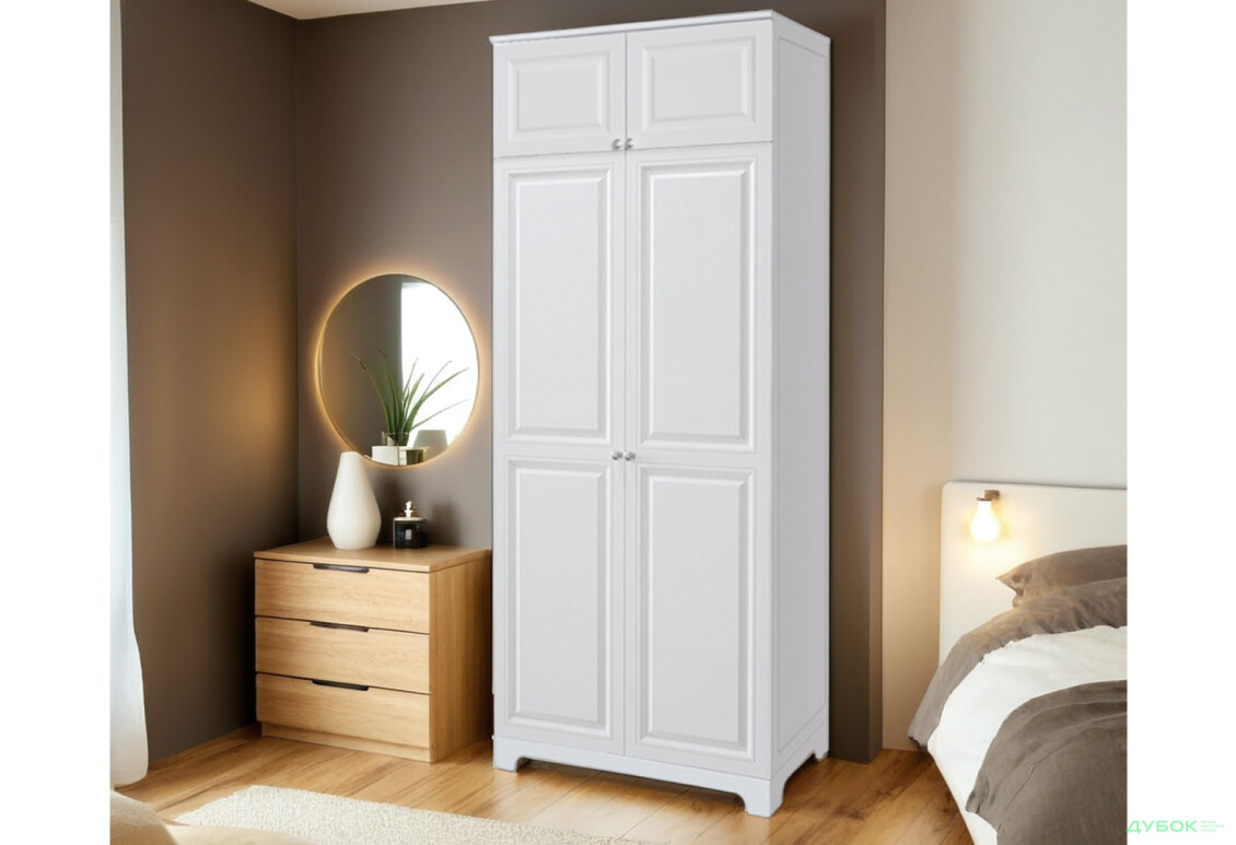 Шафа VIP-master Мадрид 2-дверна з антресоллю V.2 102 см, білий - Зображення 2 Зображення 2 - Шафа VIP-master Мадрид 2-дверна з антресоллю V.2 102 см, білий