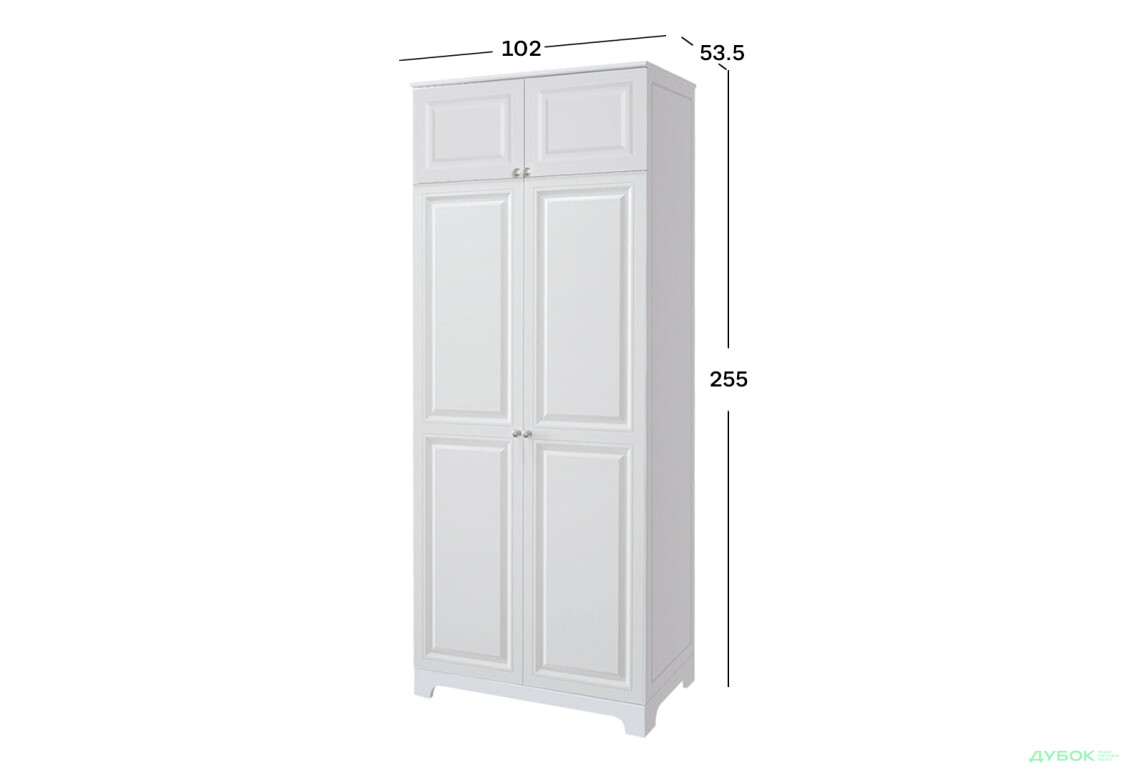 Шафа VIP-master Мадрид 2-дверна з антресоллю V.2 102 см, білий - Зображення 3 Зображення 3 - Шафа VIP-master Мадрид 2-дверна з антресоллю V.2 102 см, білий