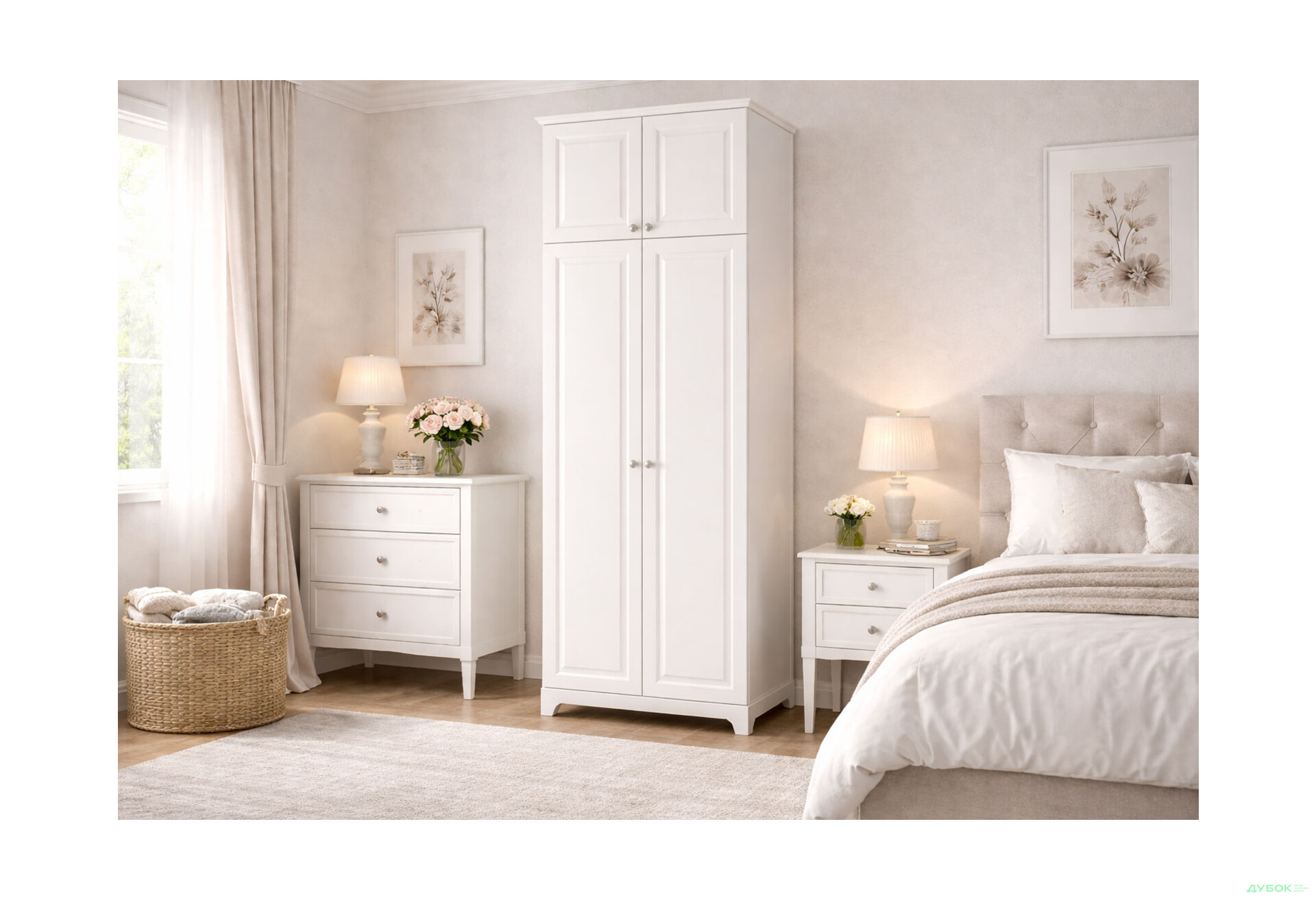 Зображення 2 - Шафа VIP-master Мадрид 2-дверна з високою антресоллю V.1 102 см, білий