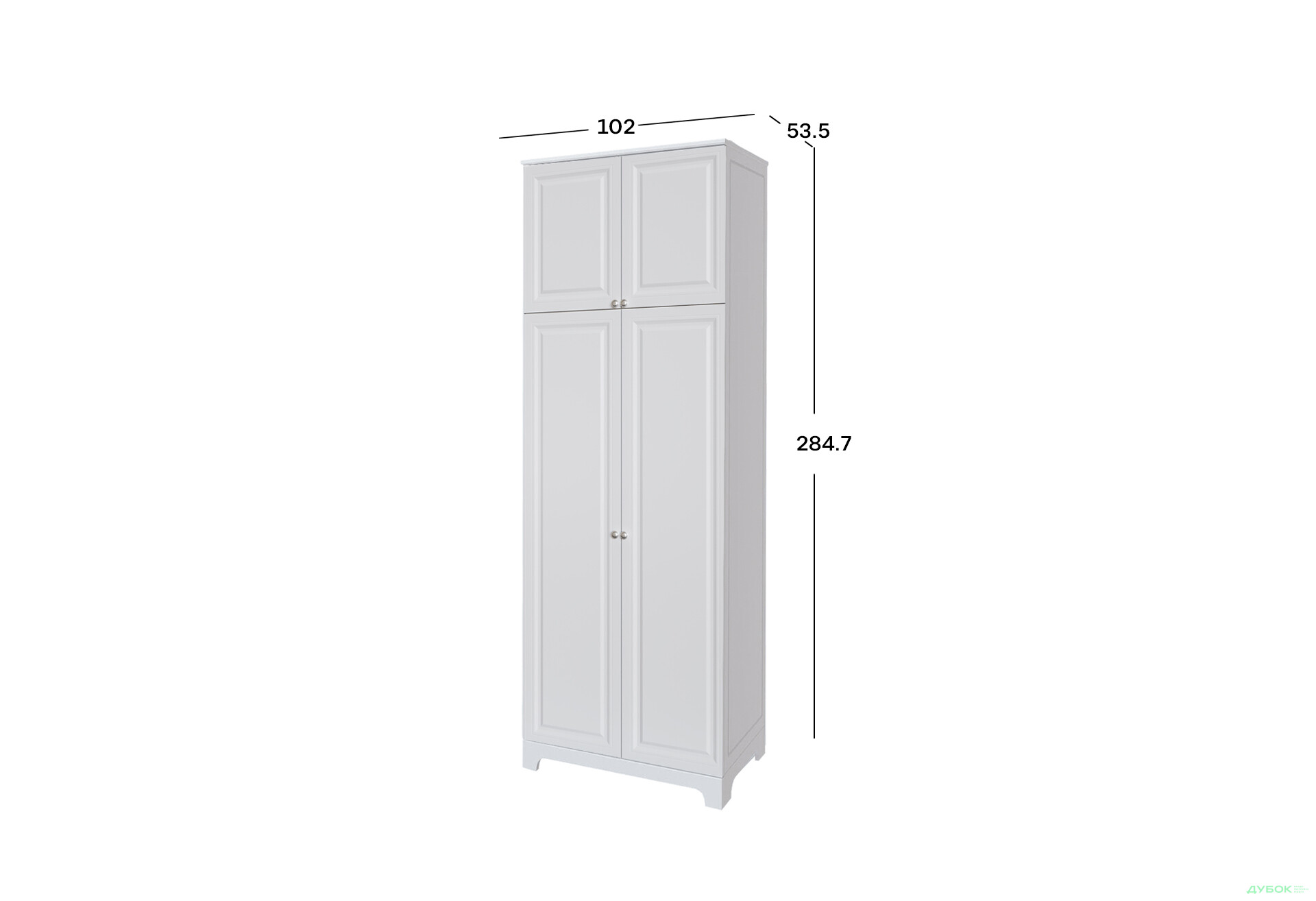 Шафа VIP-master Мадрид 2-дверна з високою антресоллю V.1 102 см, білий - Зображення 3 Зображення 3 - Шафа VIP-master Мадрид 2-дверна з високою антресоллю V.1 102 см, білий