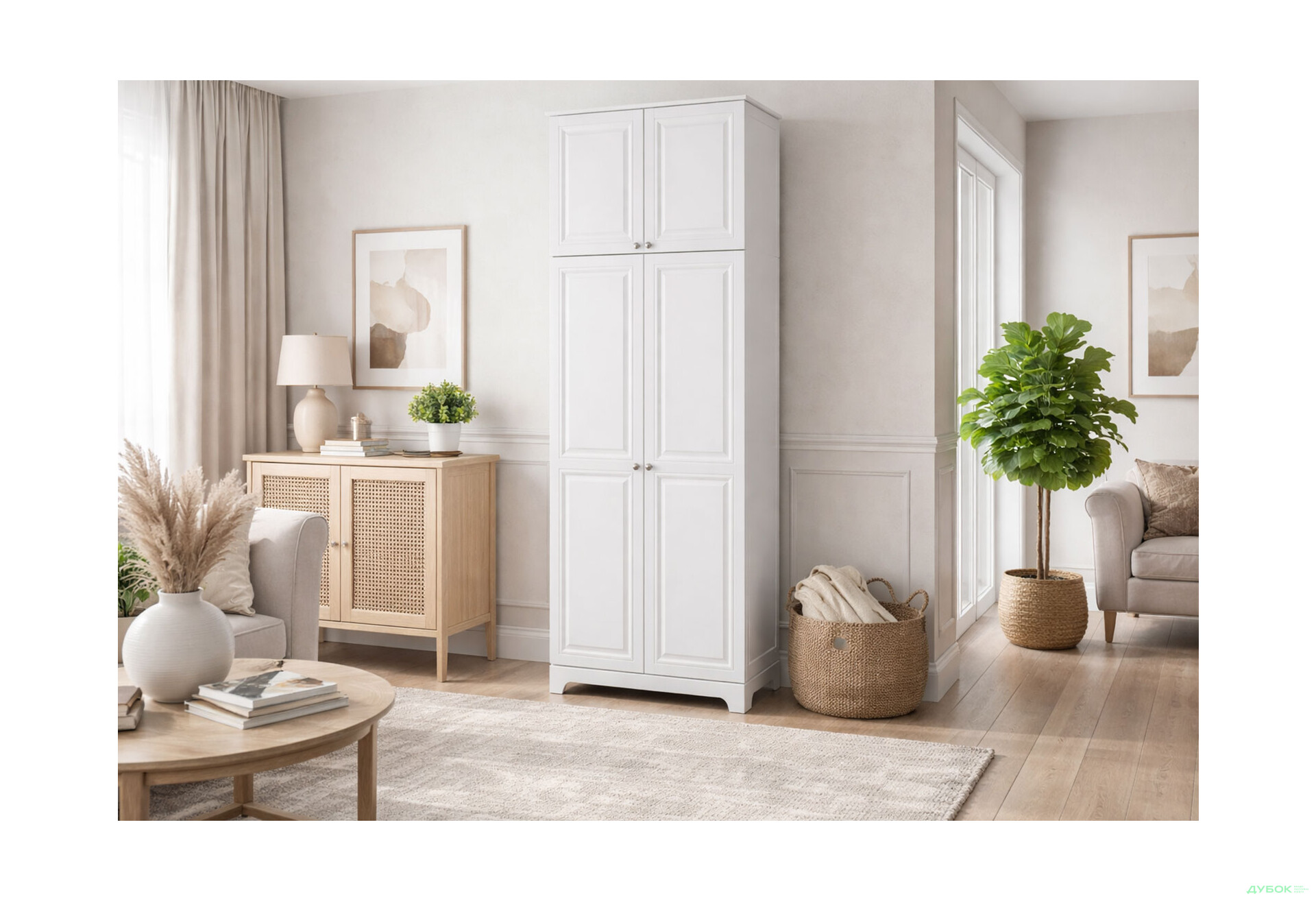 Зображення 2 - Шафа VIP-master Мадрид 2-дверна з високою антресоллю V.2 102 см, білий