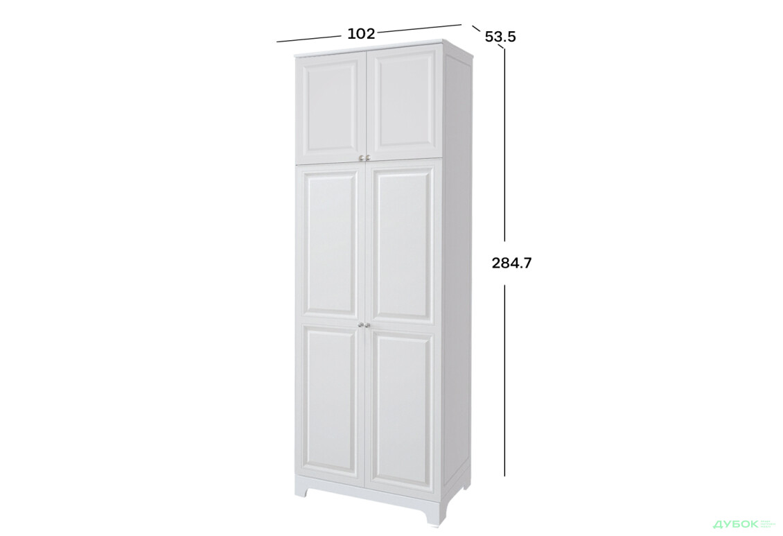 Шафа VIP-master Мадрид 2-дверна з високою антресоллю V.2 102 см, білий - Зображення 3 Зображення 3 - Шафа VIP-master Мадрид 2-дверна з високою антресоллю V.2 102 см, білий