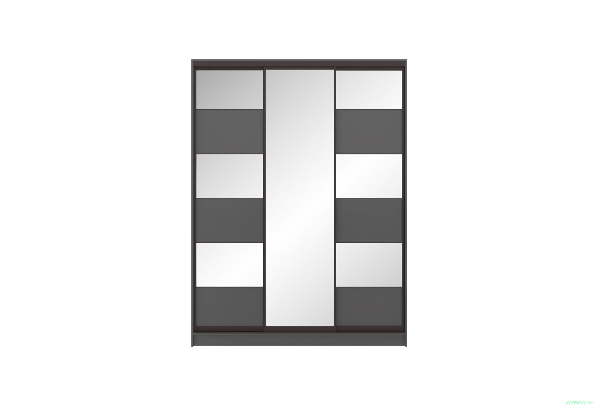 Шафа-купе Київський стандарт 3-дверна з дзеркалом та комбі ДСП / дзеркало 180x240x60 см, антрацит - Зображення 4 Зображення 4 - Шафа-купе Київський стандарт 3-дверна з дзеркалом та комбі ДСП / дзеркало 180x240x60 см, антрацит