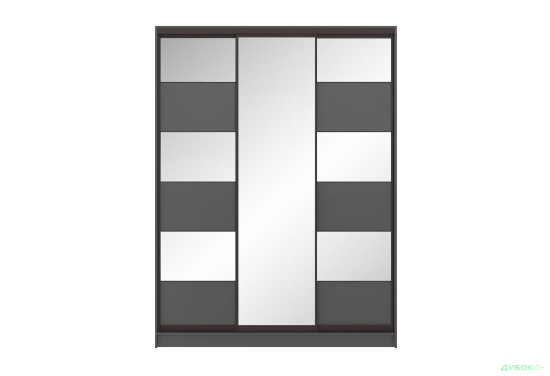 Шафа-купе Київський стандарт 3-дверна з дзеркалом та комбі ДСП / дзеркало 180x240x60 см, антрацит - Зображення 4 Зображення 4 - Шафа-купе Київський стандарт 3-дверна з дзеркалом та комбі ДСП / дзеркало 180x240x60 см, антрацит