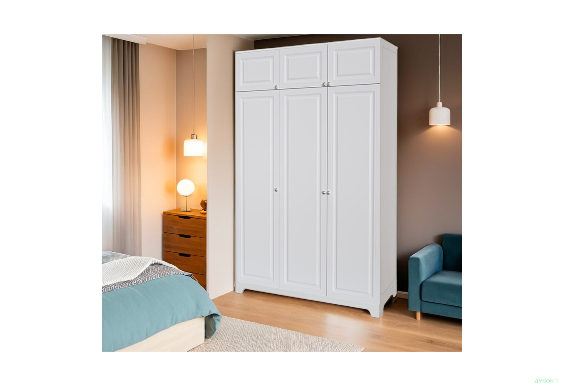 Шафа VIP-master Мадрид 3-дверна з антресоллю V.1 152 см, білий - Зображення 2 Зображення 2 - Шафа VIP-master Мадрид 3-дверна з антресоллю V.1 152 см, білий