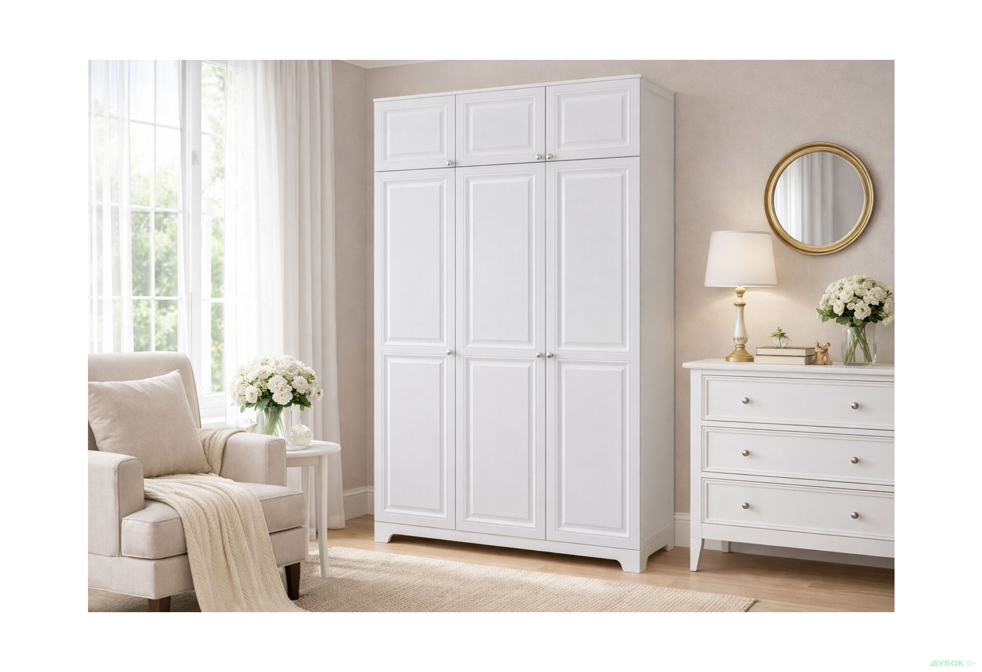 Зображення 2 - Шафа VIP-master Мадрид 3-дверна з антресоллю V.2 152 см, білий