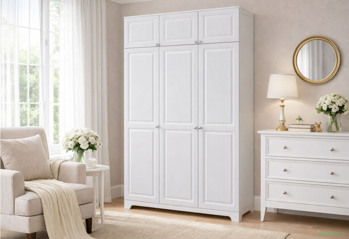 Зображення 2 - Шафа VIP-master Мадрид 3-дверна з антресоллю V.2 152 см, білий