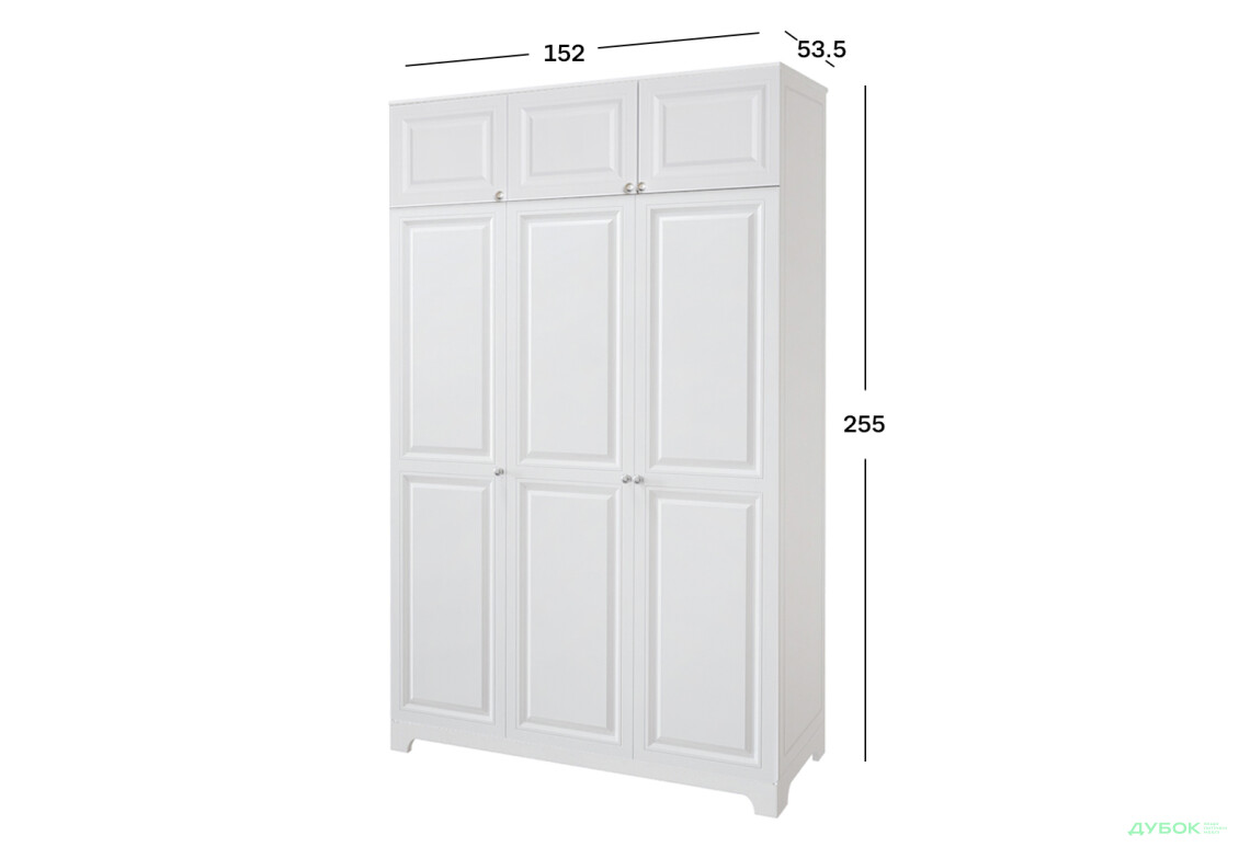 Шкаф Вип-Мастер Мадрид 3-дверный с антресолью V.2 152 см, белый - Изображение 3 Изображение 3 - Шкаф Вип-Мастер Мадрид 3-дверный с антресолью V.2 152 см, белый