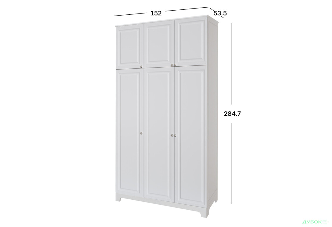 Шафа VIP-master Мадрид 3-дверна з високою антресоллю V.1 152 см, білий - Зображення 3 Зображення 3 - Шафа VIP-master Мадрид 3-дверна з високою антресоллю V.1 152 см, білий
