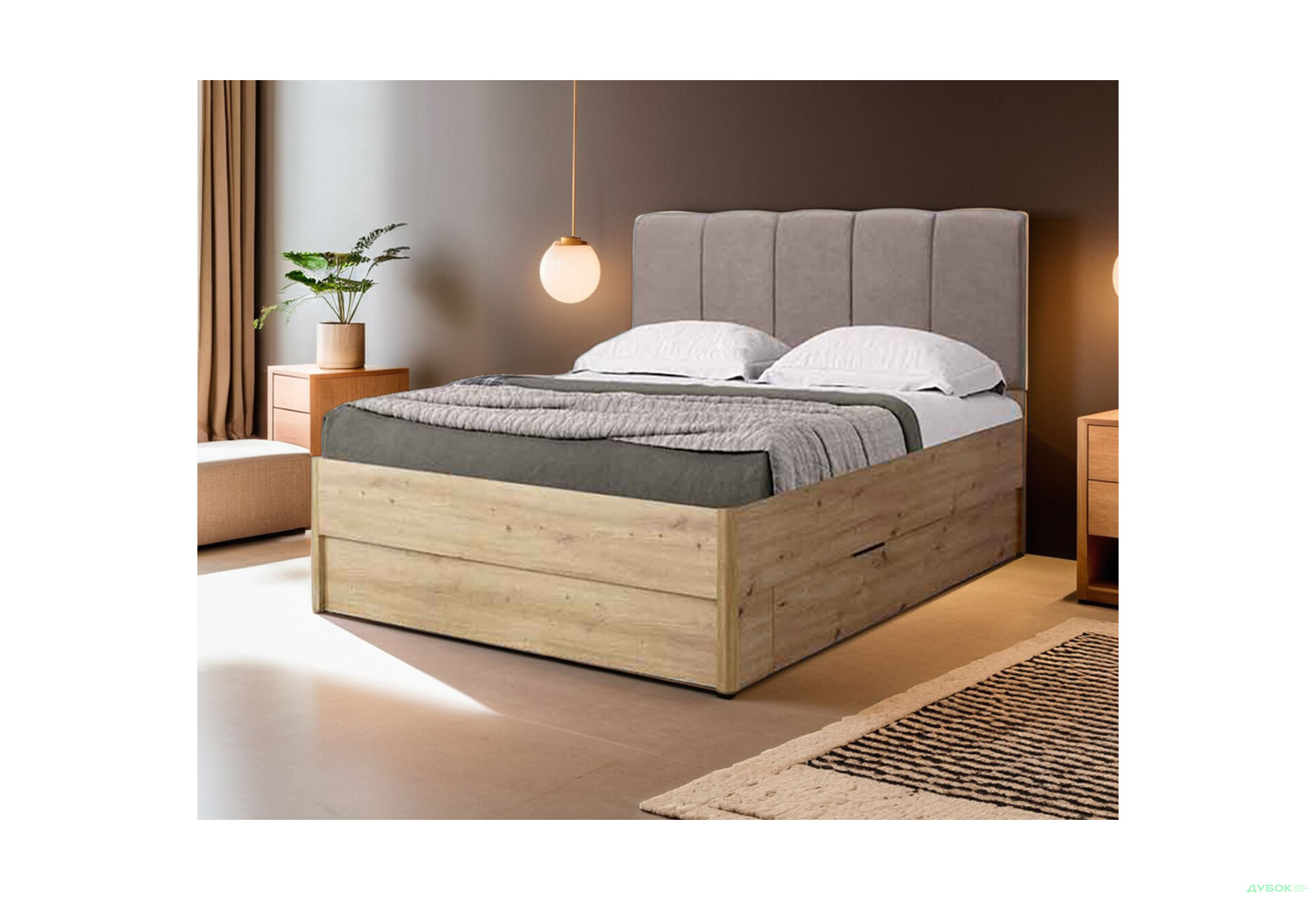 Ліжко-подіум MiroMark Тедді (без вкладу) 140x200 см з шухлядами, дуб артизан - Зображення 3 Зображення 3 - Ліжко-подіум MiroMark Тедді (без вкладу) 140x200 см з шухлядами, дуб артизан