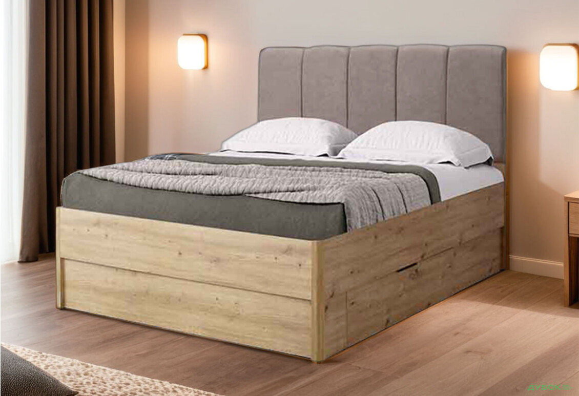 Ліжко-подіум MiroMark Тедді (без вкладу) 120x200 см з шухлядами, дуб артизан - Зображення 2 Зображення 2 - Ліжко-подіум MiroMark Тедді (без вкладу) 120x200 см з шухлядами, дуб артизан