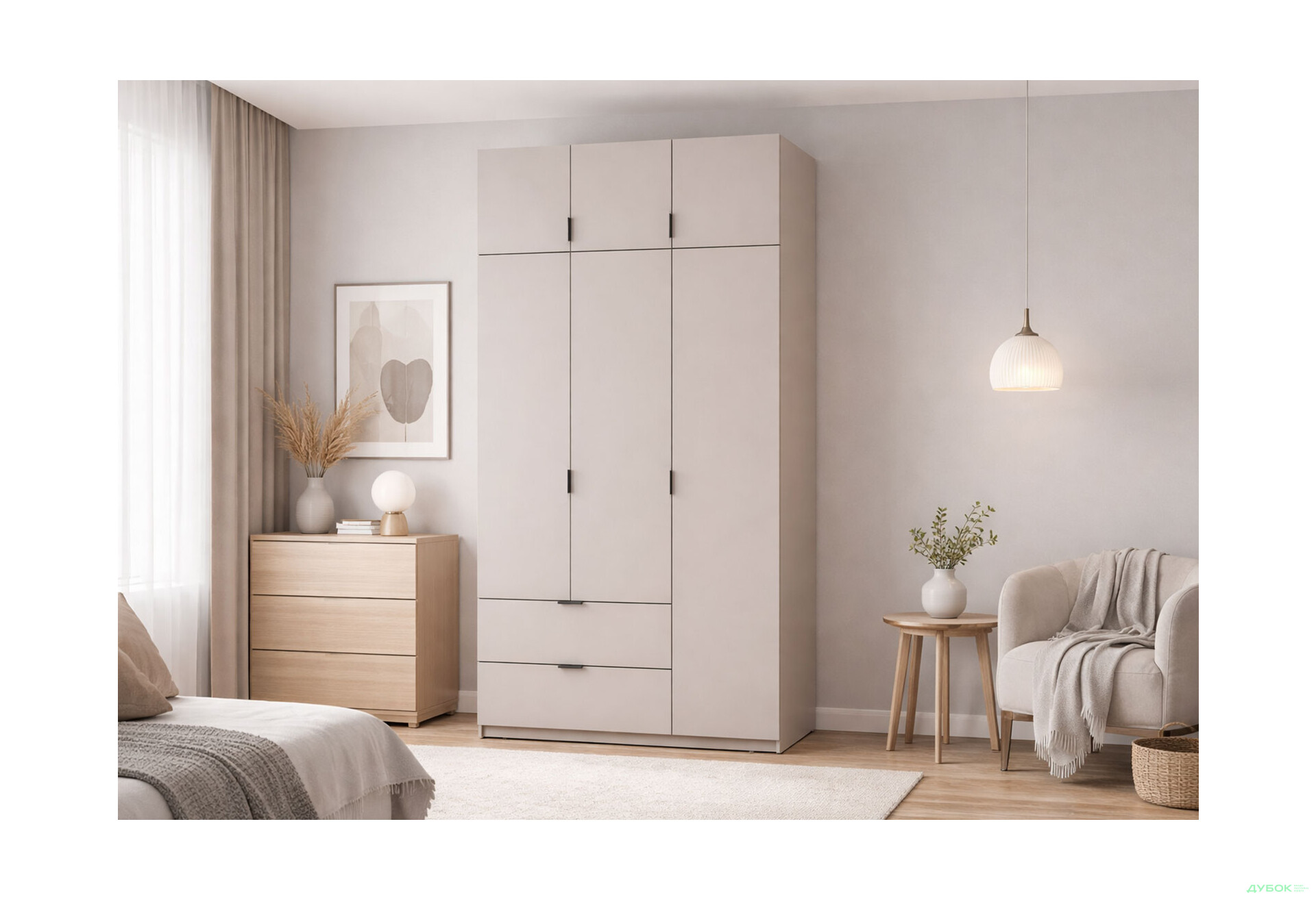 Зображення 2 - Шафа Doros Лукас 3-дверна з антресоллю 120 см кашемір