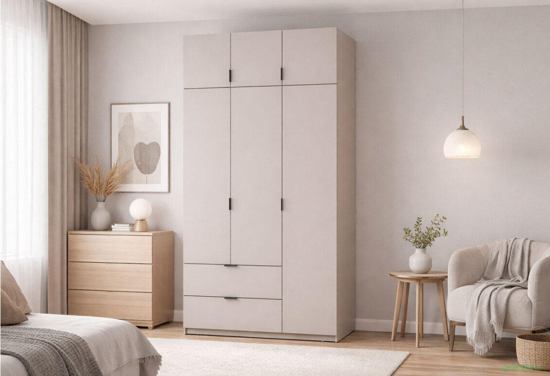 Зображення 2 - Шафа Doros Лукас 3-дверна з антресоллю 120 см кашемір