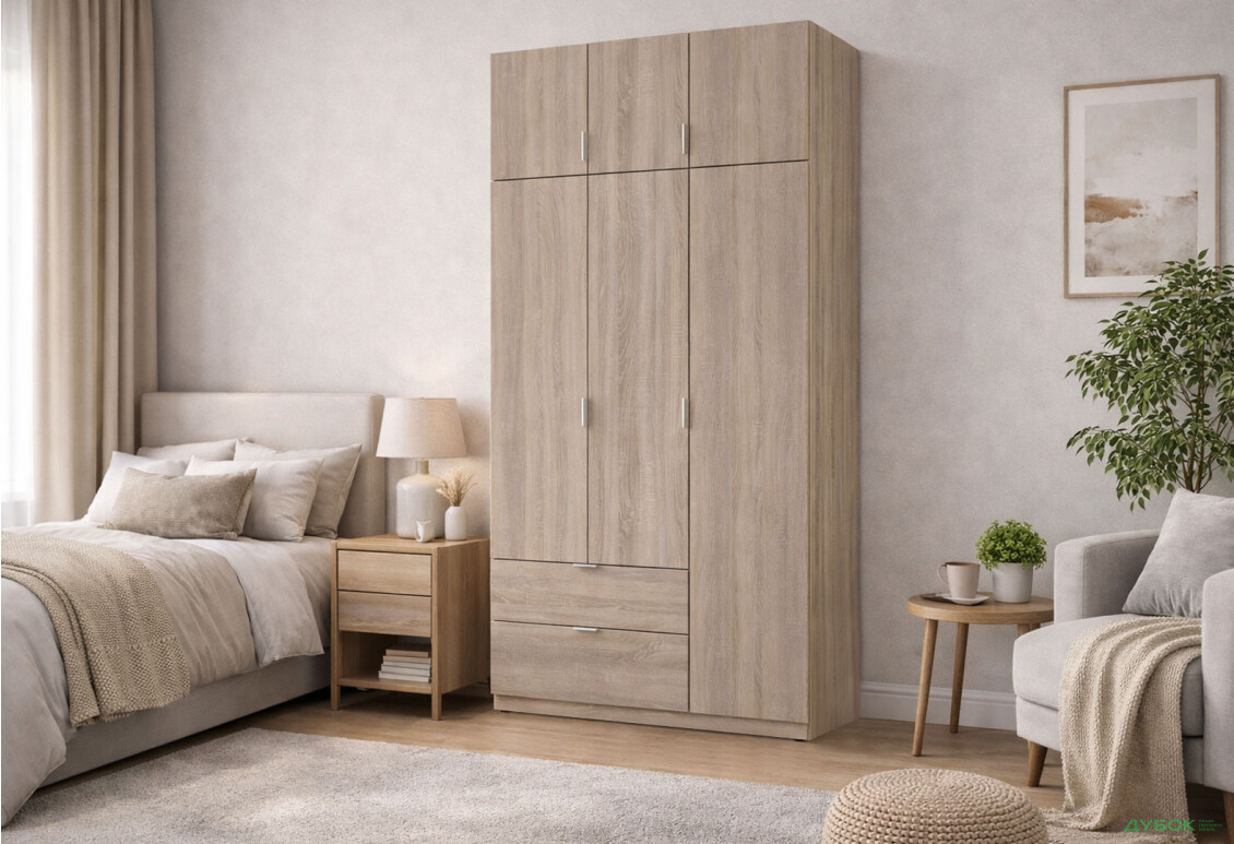 Изображение 2 - Шкаф Doros Лукас 3-дверная с антресолью 120 см дуб сонома