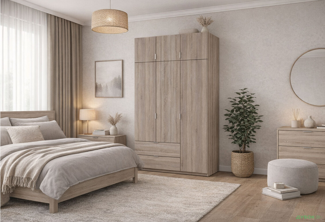 Зображення 2 - Шафа Doros Лукас 3-дверна з антресоллю 135 см дуб сонома