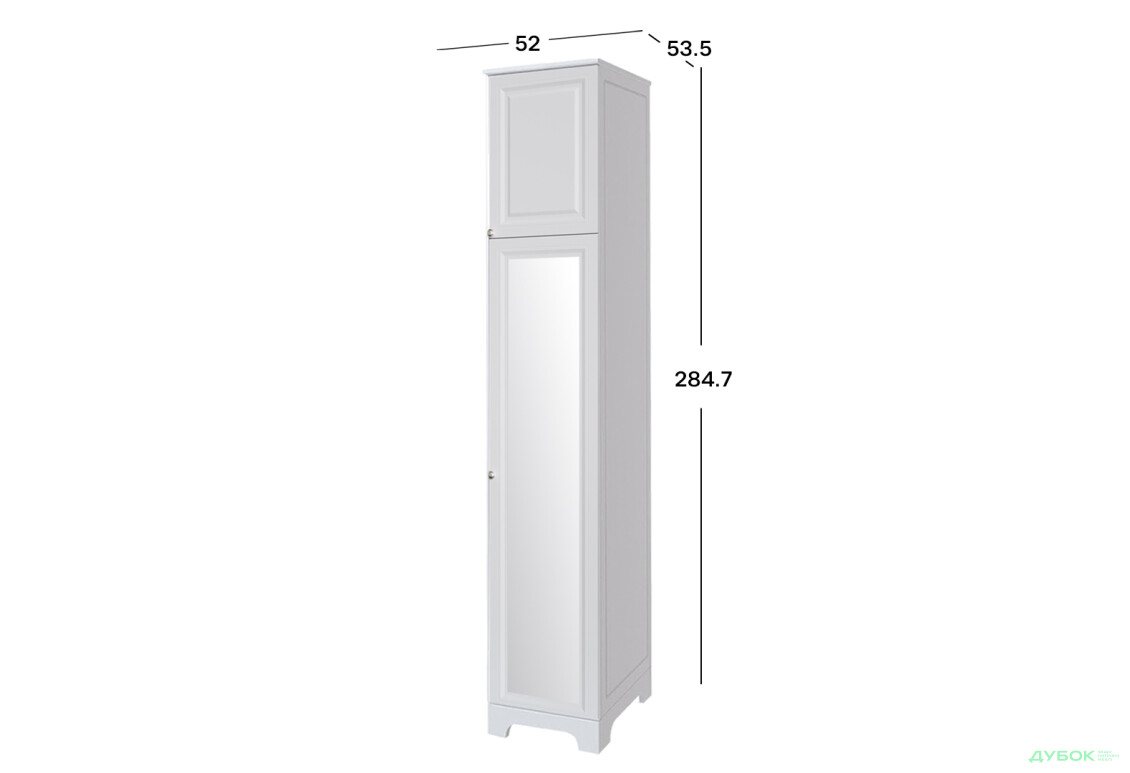 Шкаф-пенал Вип-Мастер Мадрид с высокой антресолью и зеркалом №1 / V.1 закрытый 52 см - Изображение 2 Изображение 2 - Шкаф-пенал Вип-Мастер Мадрид с высокой антресолью и зеркалом №1 / V.1 закрытый 52 см