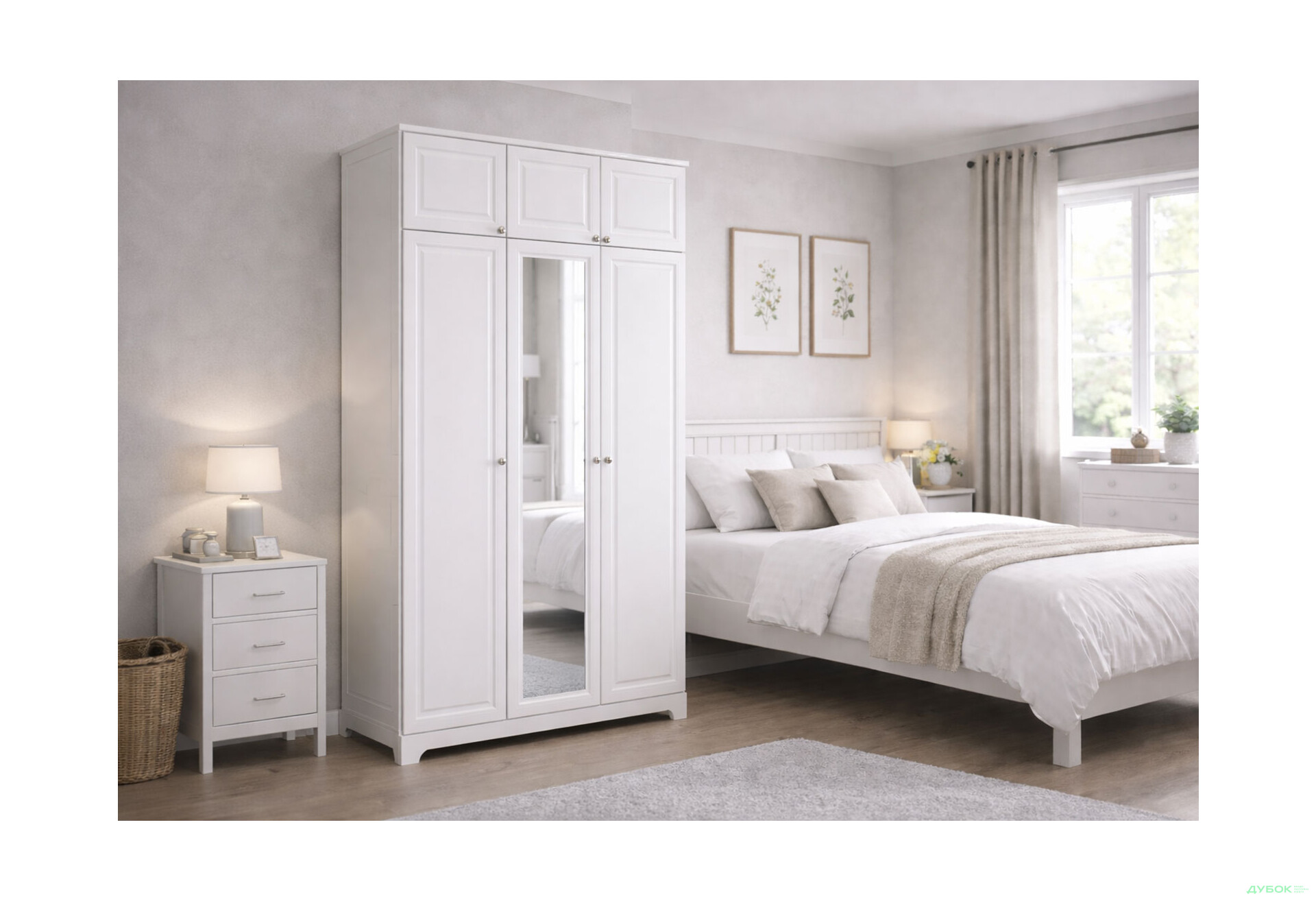 Изображение 2 - Шкаф Вип-Мастер Мадрид МДФ 3-дверный с антресолью и зеркалом V.1 152 см, белый