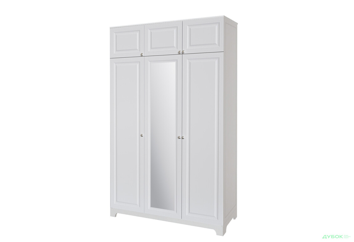 Шкаф Вип-Мастер Мадрид МДФ 3-дверный с антресолью и зеркалом V.1 152 см, белый - Изображение 1 Изображение 1 - Шкаф Вип-Мастер Мадрид МДФ 3-дверный с антресолью и зеркалом V.1 152 см, белый