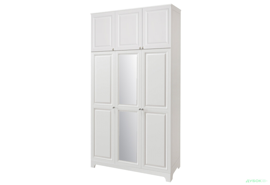 Шафа VIP-master Мадрид МДФ 3-дверна з високою антресоллю та дзеркалом V.2 152 см, білий - Зображення 1 Зображення 1 - Шафа VIP-master Мадрид МДФ 3-дверна з високою антресоллю та дзеркалом V.2 152 см, білий