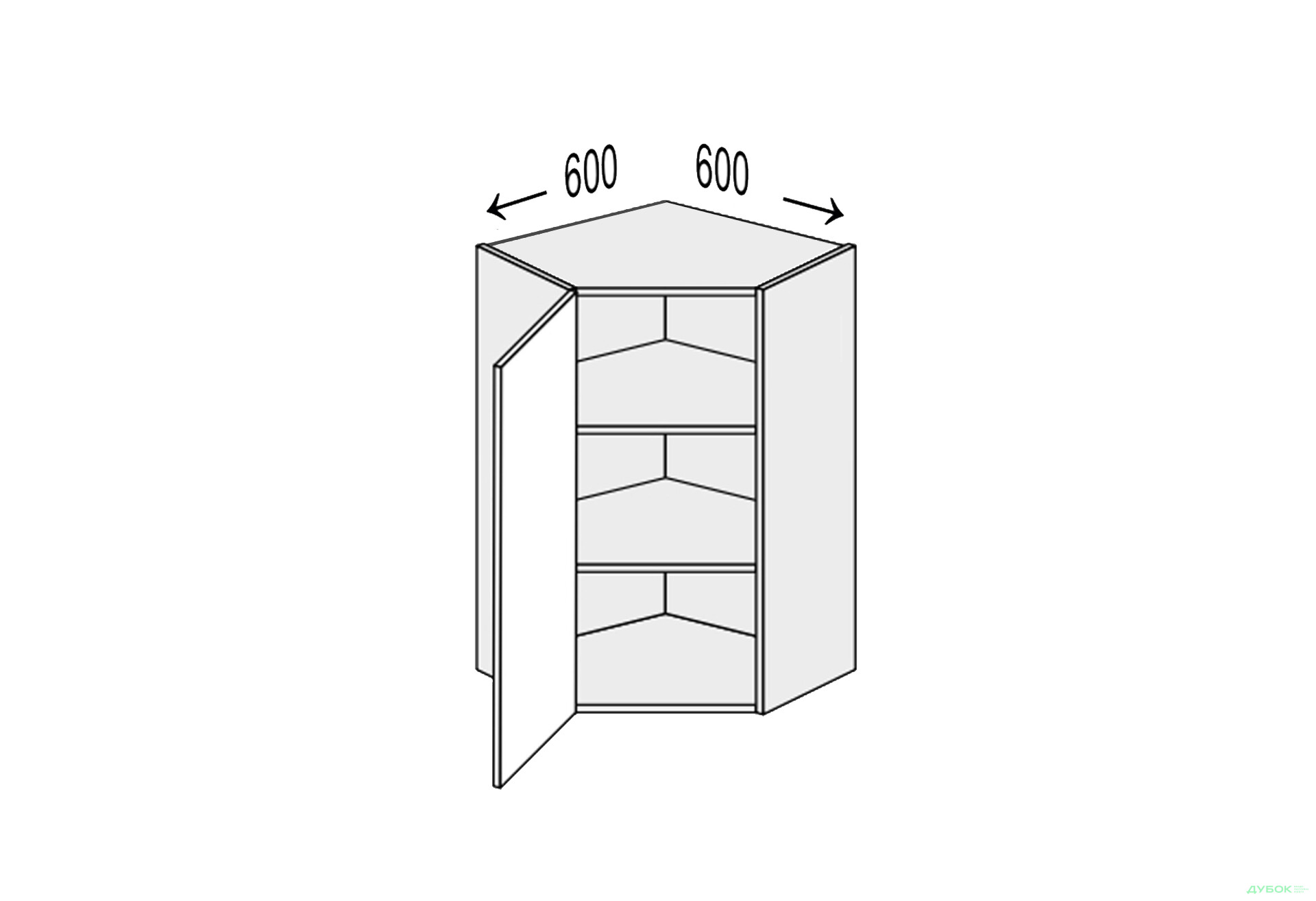 Изображение 1 - Верх Угол В 45°/720 (600х600) 1дв Глори / Glory МироМарк