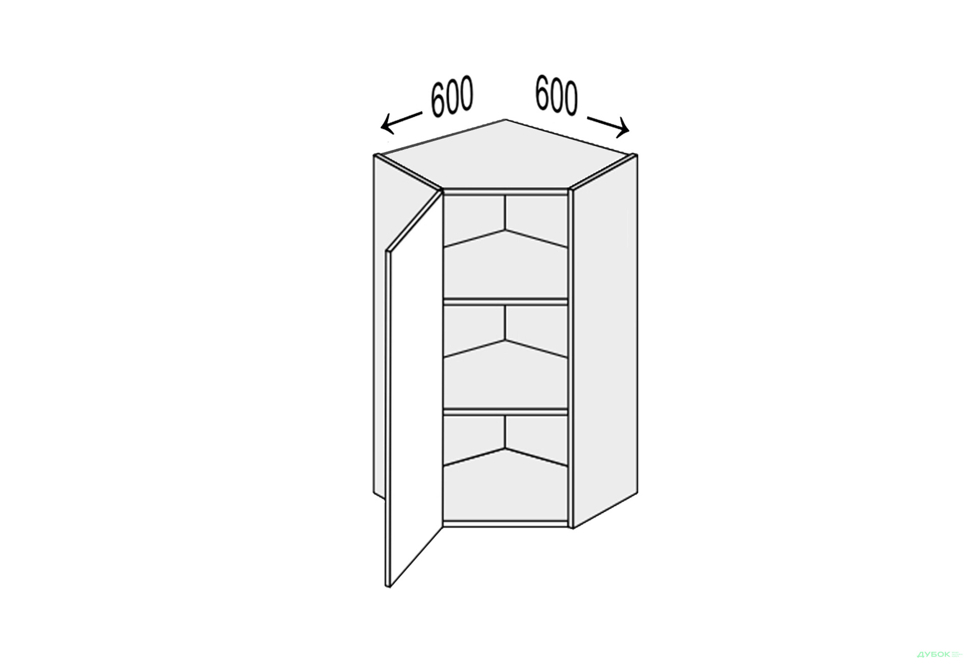 Изображение 1 - Верх Угол В 45°/900 (600х600) 1дв Глори / Glory МироМарк