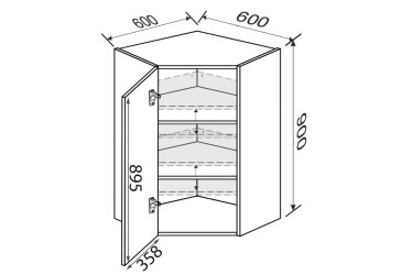 Верх Кут В 45°/900 (600х600) 1дв Зображення Верх Кут В 45°/900 (600х600) 1дв