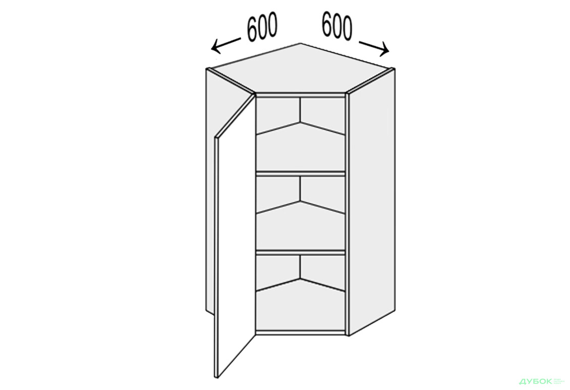 Верх Кут В 45°/900 (600х600) 1дв Лео / Leo MiroMark - Зображення 1 Зображення 1 - Верх Кут В 45°/900 (600х600) 1дв Лео / Leo MiroMark