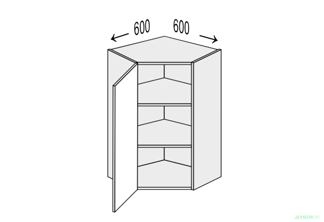 Верх Кут В 45°/720 (600х600) 1дв лівий Міленіум / Millenium MiroMark