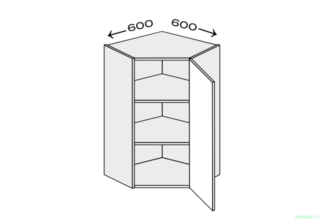 Верх Кут В 45°/720 (600х600) 1дв правий Міленіум / Millenium MiroMark