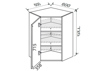 Верх Кут В 45°/720 (600х600) 1дв Pro Blum Зображення Верх Кут В 45°/720 (600х600) 1дв Pro Blum