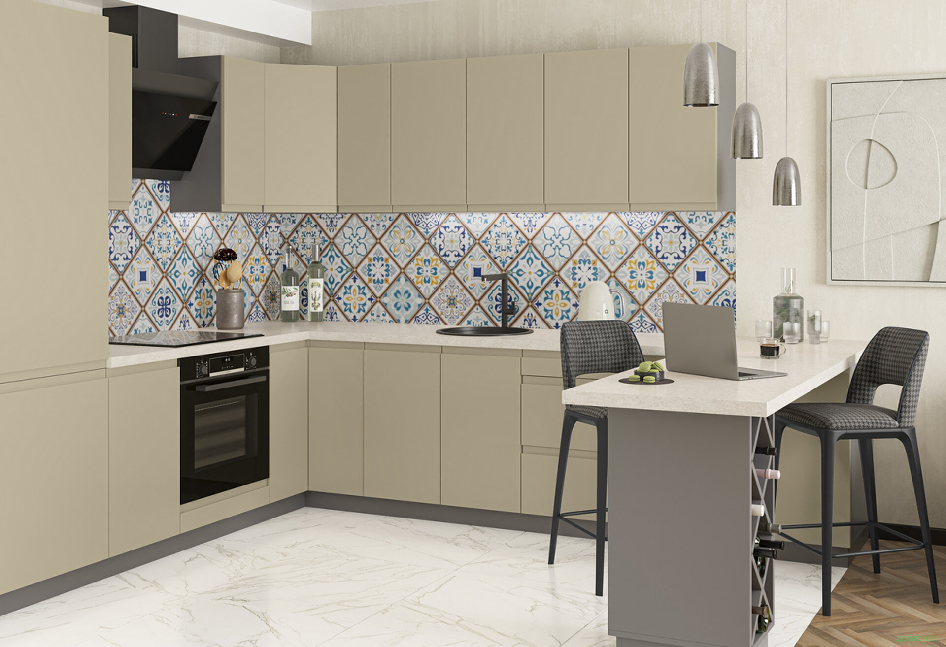 Изображение 1 - Кухня Влада Комплект II 2.5x3.1 м + 30 см тумба під бутылки, Графит / Айвори