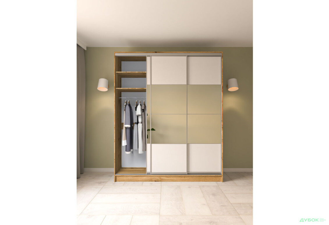 Шафа-купе Київський стандарт 3Д 2000х2400х600 дуб аппалачі, 3 дзеркала комбінованих - Зображення 3 Зображення 3 - Шафа-купе Київський стандарт 3Д 2000х2400х600 дуб аппалачі, 3 дзеркала комбінованих