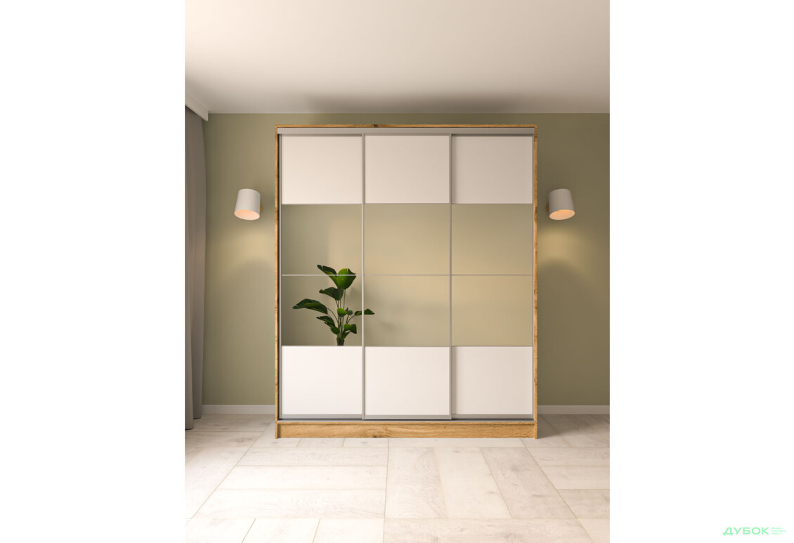 Шафа-купе Київський стандарт 3Д 2000х2400х600 дуб аппалачі, 3 дзеркала комбінованих - Зображення 2 Зображення 2 - Шафа-купе Київський стандарт 3Д 2000х2400х600 дуб аппалачі, 3 дзеркала комбінованих