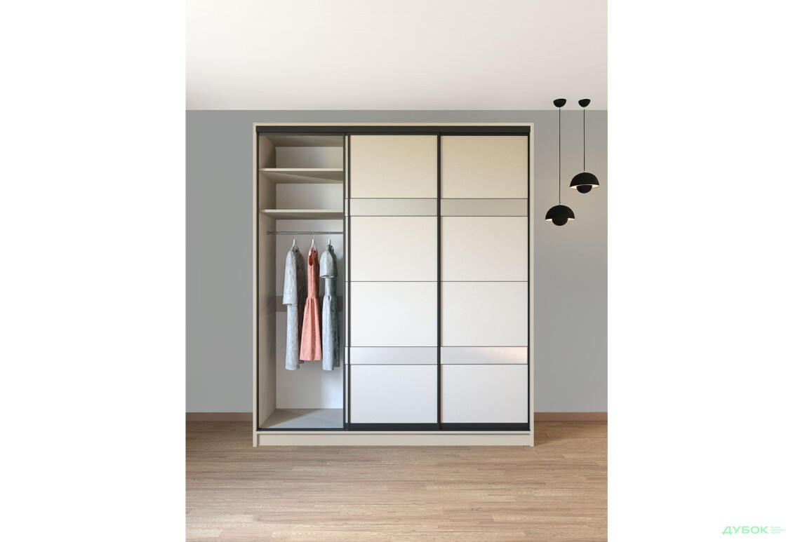 Шкаф-купе Киевский стандарт 3Д 2000х2400х600 кашемир, 3 ДСП комби с зеркалом - Изображение 3 Изображение 3 - Шкаф-купе Киевский стандарт 3Д 2000х2400х600 кашемир, 3 ДСП комби с зеркалом