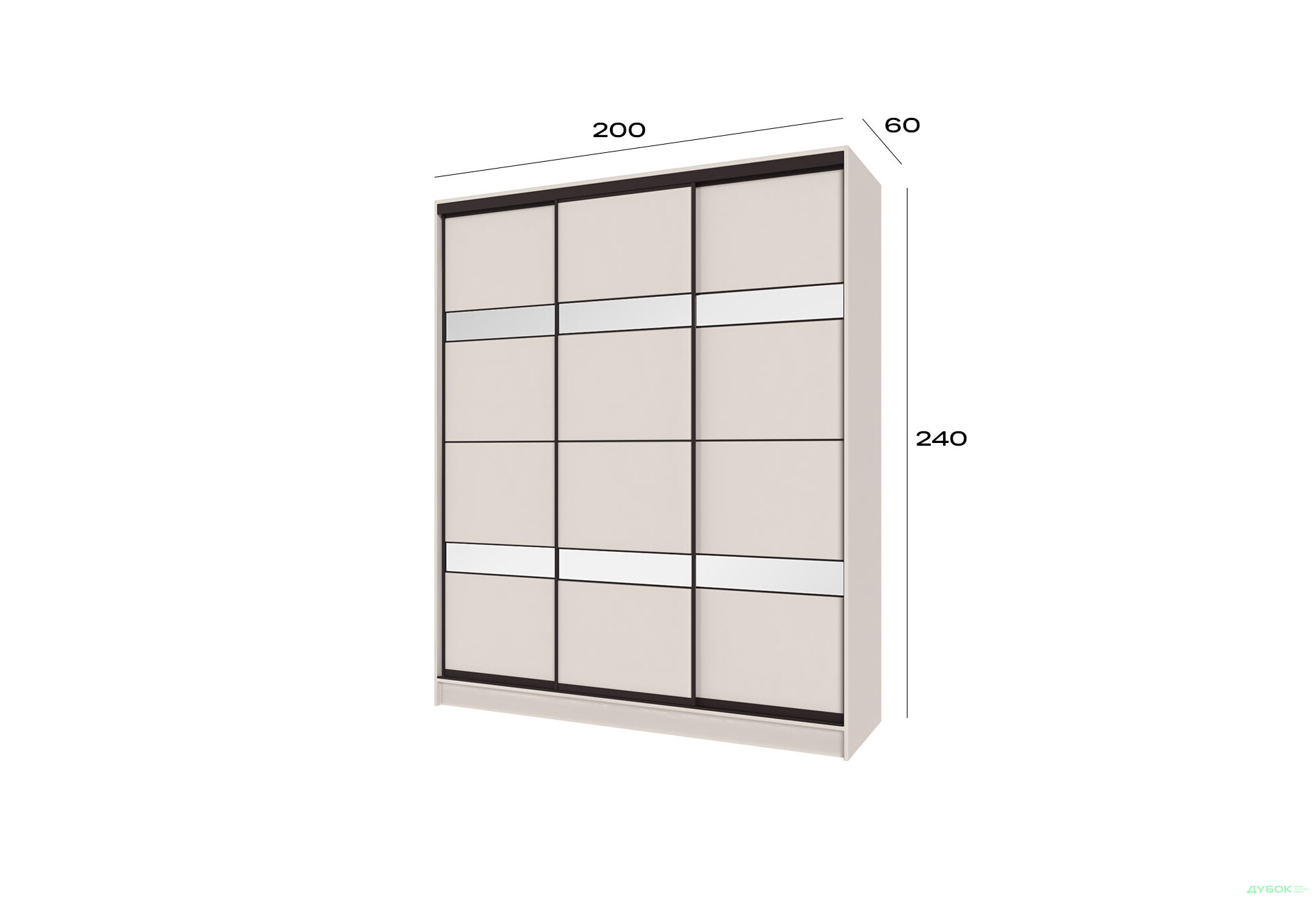 Шкаф-купе Киевский стандарт 3Д 2000х2400х600 кашемир, 3 ДСП комби с зеркалом - Изображение 8 Изображение 8 - Шкаф-купе Киевский стандарт 3Д 2000х2400х600 кашемир, 3 ДСП комби с зеркалом