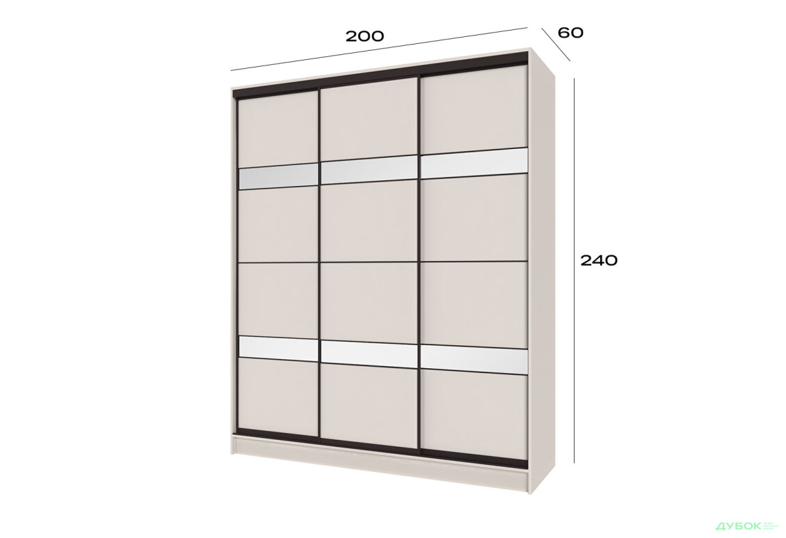 Шкаф-купе Киевский стандарт 3Д 2000х2400х600 кашемир, 3 ДСП комби с зеркалом - Изображение 8 Изображение 8 - Шкаф-купе Киевский стандарт 3Д 2000х2400х600 кашемир, 3 ДСП комби с зеркалом