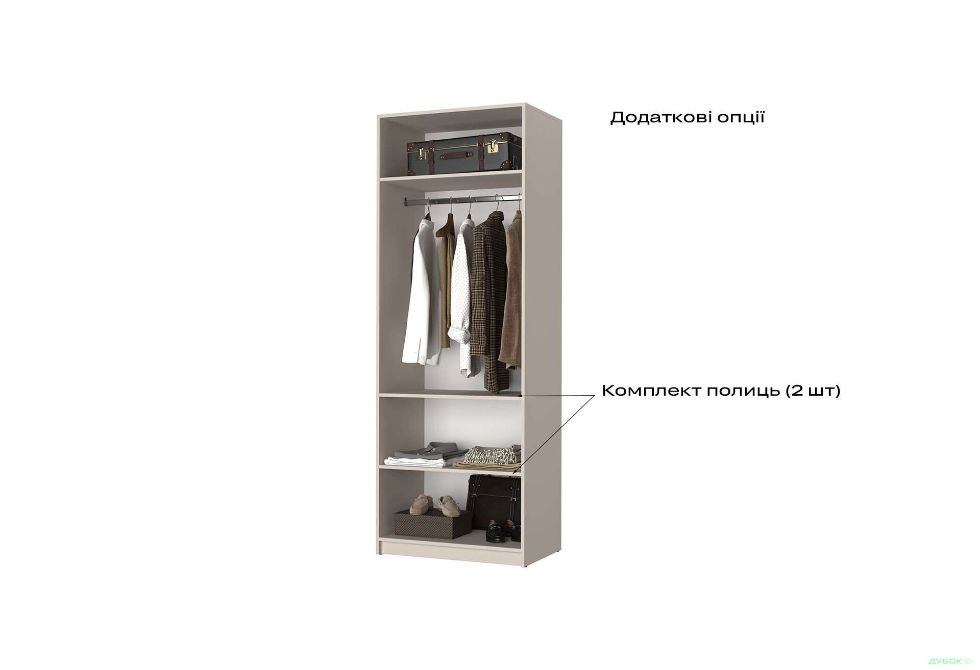 Корпус А 800х2200х500 Шкаф Оскар 2D 800 Мебель Стар - Изображение 4 Изображение 4 - Корпус А 800х2200х500 Шкаф Оскар 2D 800 Мебель Стар